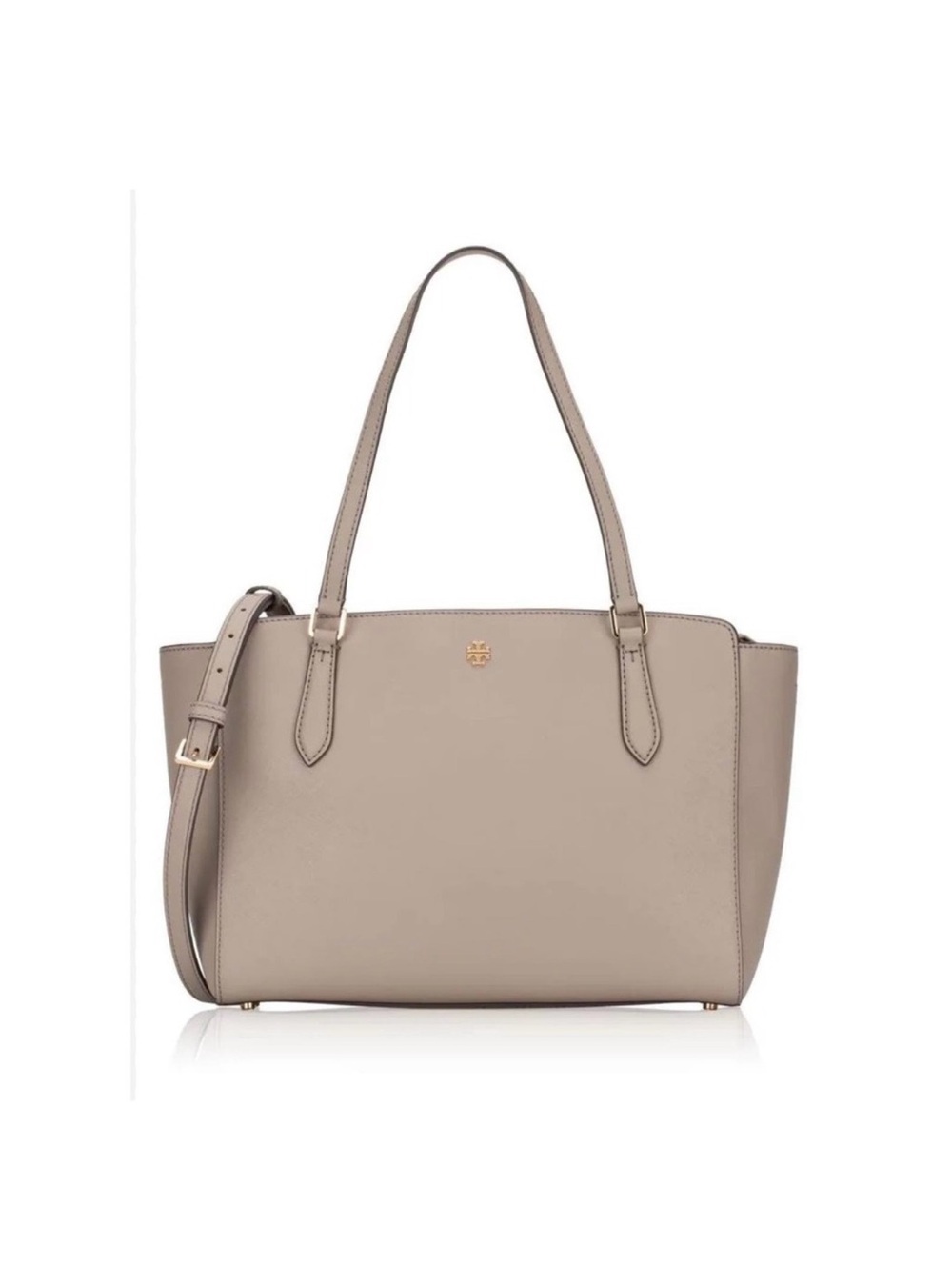 Tory Burch Emerson Small Top Zip Saffiano
Leather Tote French Gray